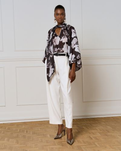Elegant women's shirt with V-neck and tie ACCESS FASHION (SKU) 2167