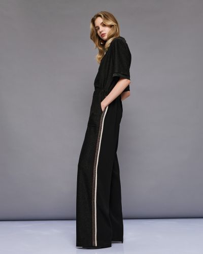 Women's pants with an elastic waistband and striped side stripes ACCESS FASHION (SKU) 5074