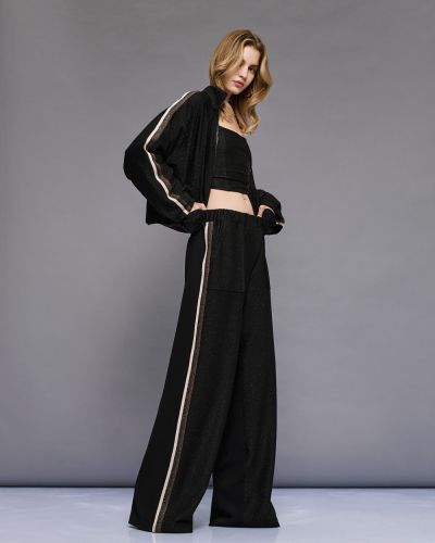 Women's pants with an elastic waistband and striped side stripes ACCESS FASHION (SKU) 5074