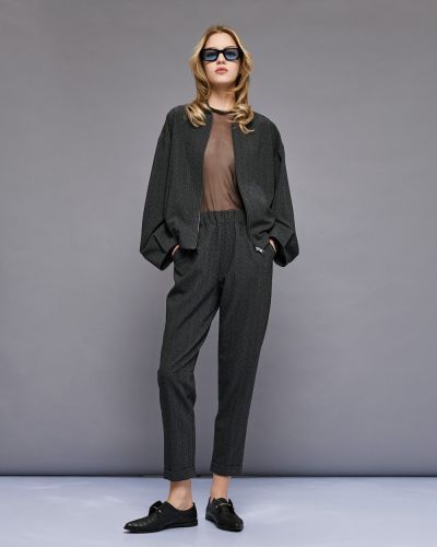 Women's high-waisted pants with crystals - style and elegance ACCESS FASHION (SKU) 5036