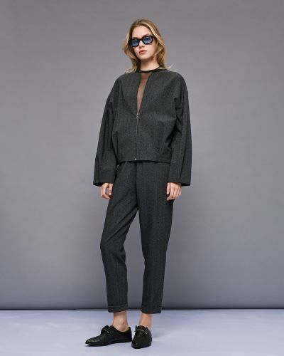 Women's high-waisted pants with crystals - style and elegance ACCESS FASHION (SKU) 5036
