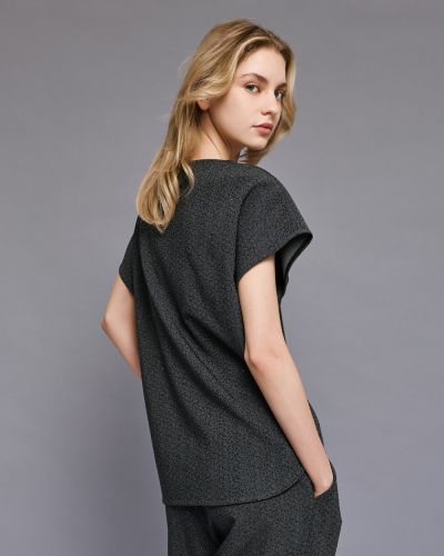 Ladies' short-sleeved blouse with crystals - style and comfort ACCESS FASHION (SKU) 2047