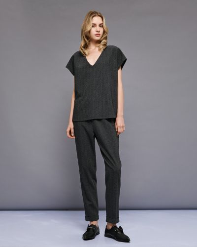 Ladies' short-sleeved blouse with crystals - style and comfort ACCESS FASHION (SKU) 2047