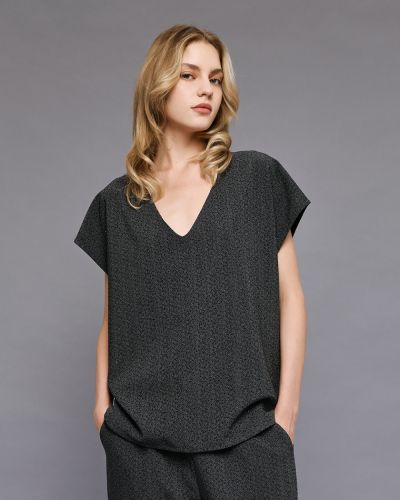 Ladies' short-sleeved blouse with crystals - style and comfort ACCESS FASHION (SKU) 2047