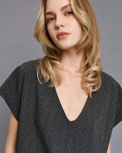 Ladies' short-sleeved blouse with crystals - style and comfort ACCESS FASHION (SKU) 2047