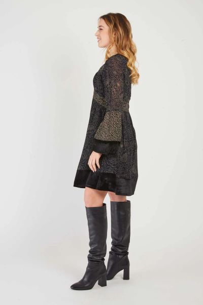 Women's short dress with velvet details DELOS - elegance and style DERHY (SKU) A510032
