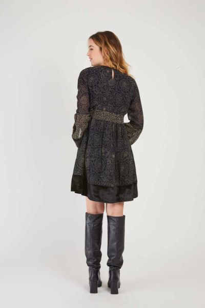 Women's short dress with velvet details DELOS - elegance and style DERHY (SKU) A510032