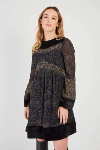 Women's short dress with velvet details DELOS - elegance and style DERHY (SKU) A510032