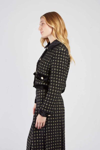 Elegant women's blazer made of tweed and velvet RAJANE DERHY (SKU) A585025