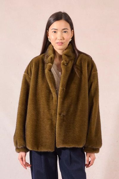 Women's jacket with straight cut and short fur MOLLY BRACKEN (SKU) P1816DH