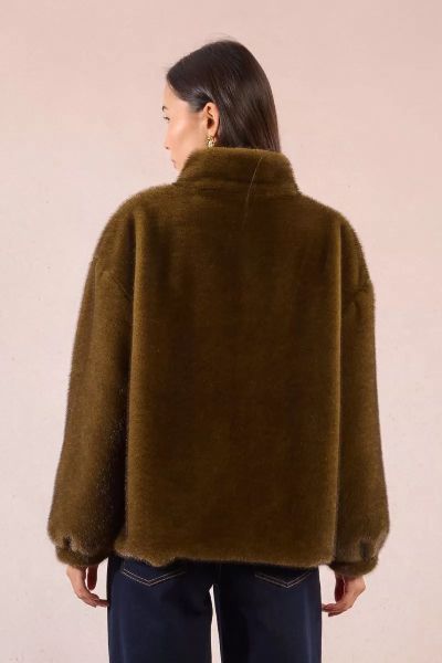 Women's jacket with straight cut and short fur MOLLY BRACKEN (SKU) P1816DH