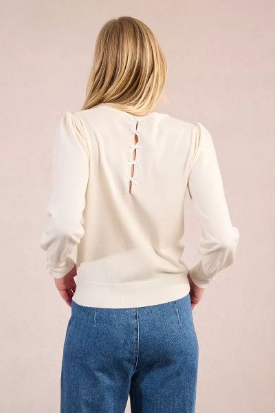 Women's fine sweater with satin ribbons MOLLY BRACKEN (SKU) LA1840DN