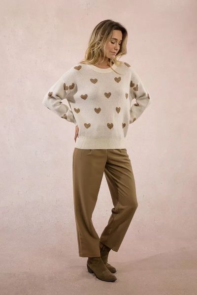 Women's knitted sweater with shiny hearts MOLLY BRACKEN (SKU) LA1774DN