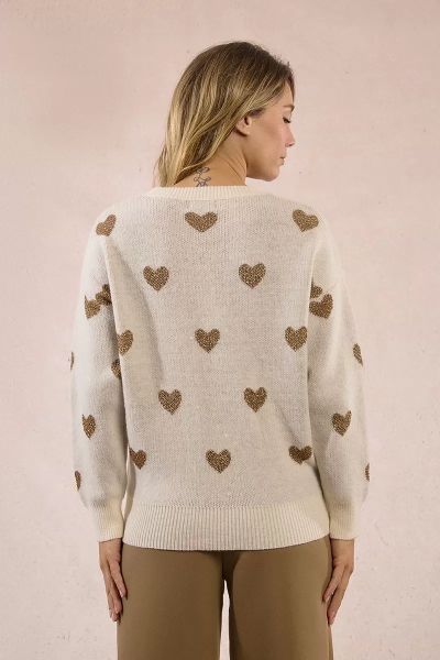 Women's knitted sweater with shiny hearts MOLLY BRACKEN (SKU) LA1774DN