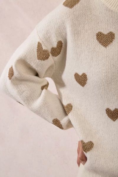 Women's knitted sweater with shiny hearts MOLLY BRACKEN (SKU) LA1774DN