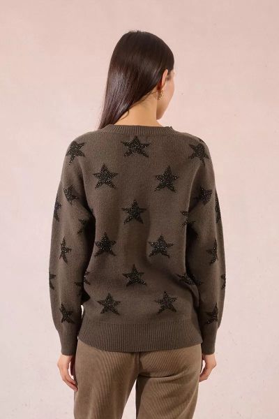 Women's knitted sweater in khaki color - style and comfort MOLLY BRACKEN (SKU) LA855BDN