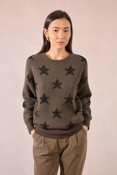 Women's knitted sweater in khaki color - style and comfort MOLLY BRACKEN (SKU) LA855BDN