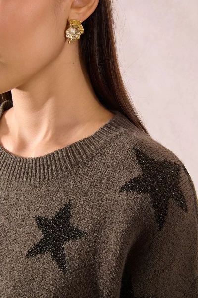 Women's knitted sweater in khaki color - style and comfort MOLLY BRACKEN (SKU) LA855BDN