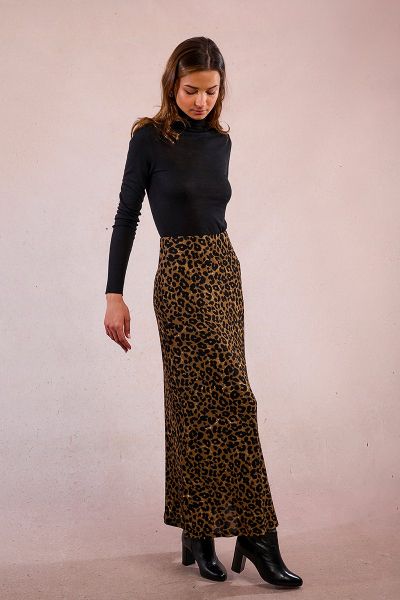 Дълга ефирна пола с леопардов принт MOLLY BRACKEN (SKU) T2090DN