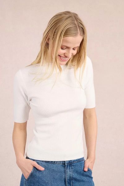 Women's fitted short-sleeve polo in white MOLLY BRACKEN (SKU) E1465DN