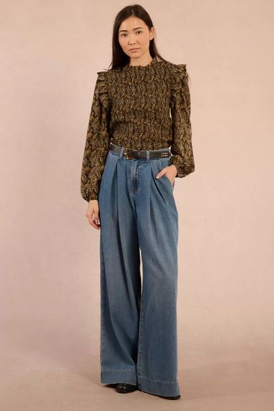 Дамски широки дънки със средно висока талия MOLLY BRACKEN (SKU) E1749DH
