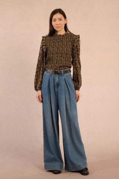 Дамски широки дънки със средно висока талия MOLLY BRACKEN (SKU) E1749DH