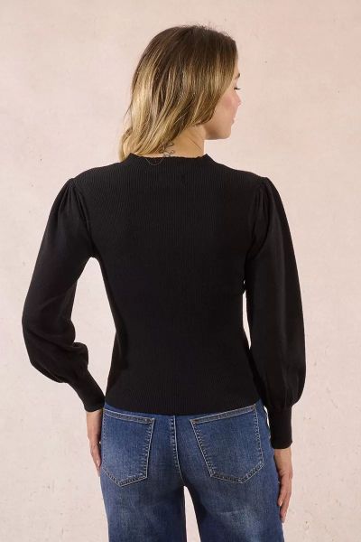 Fine knitted sweater with semi-transparent neckline MOLLY BRACKEN (SKU) LA1838DN