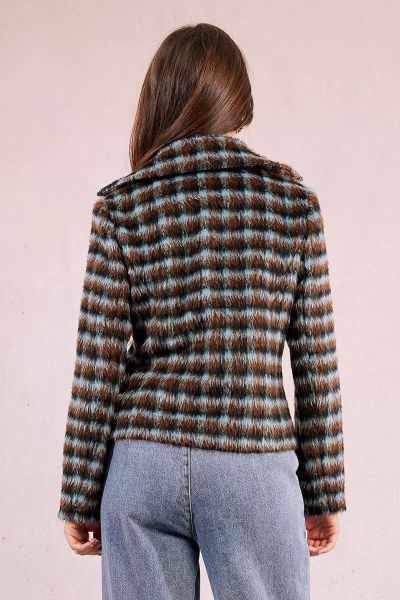 Short women's checkered coat - style and comfort MOLLY BRACKEN (SKU) P1831BDH