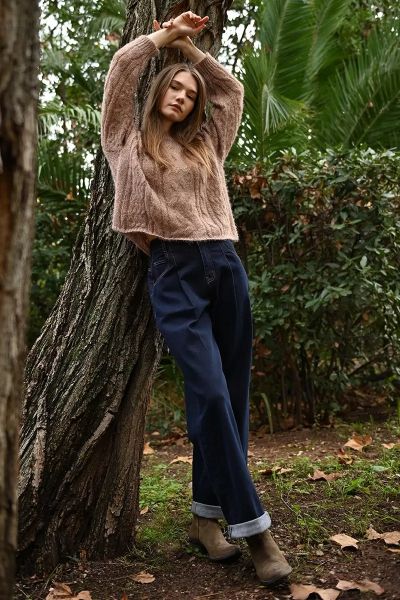 Women's wide-leg jeans with high waist - comfort and style MOLLY BRACKEN (SKU) E1750DH
