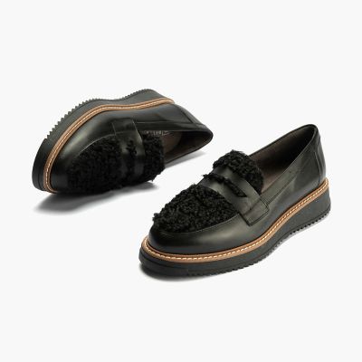Black women's loafers with down - elegant and comfortable!PITILLOS (SKU)10764