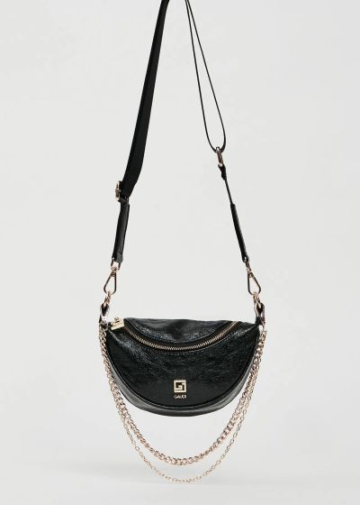 Women's black crossbody bag with chains - urban glamour GAUDI (SKU) 12492