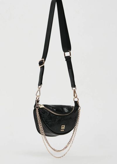Women's black crossbody bag with chains - urban glamour GAUDI (SKU) 12492