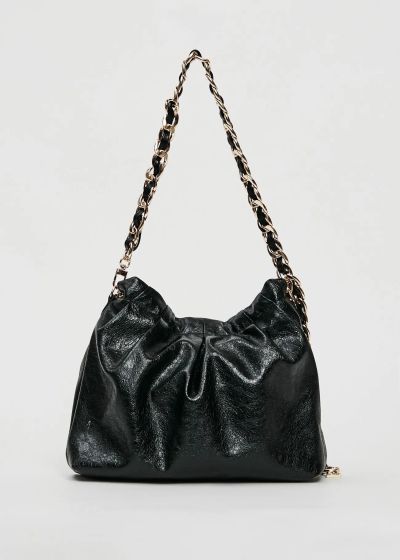GAUDI shiny black clutch with chains (SKU) 12490