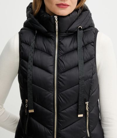 Black women's thermal jacket with hood - Warm and stylish solution! GAUDI (SKU)521BD35003.