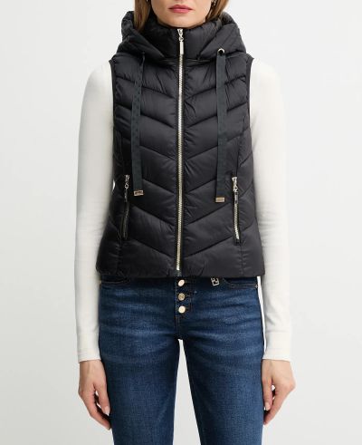 Black women's thermal jacket with hood - Warm and stylish solution! GAUDI (SKU)521BD35003.