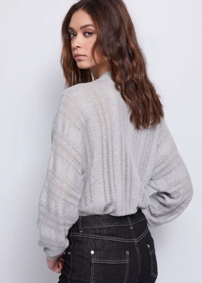 Fine gray sweater with stones - elegant style! GAUDI (SKU)521BD53049
