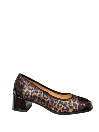 Burgundy shoes with leopard heel - elegance and style!RELAX ANATOMIC (SKU)40038