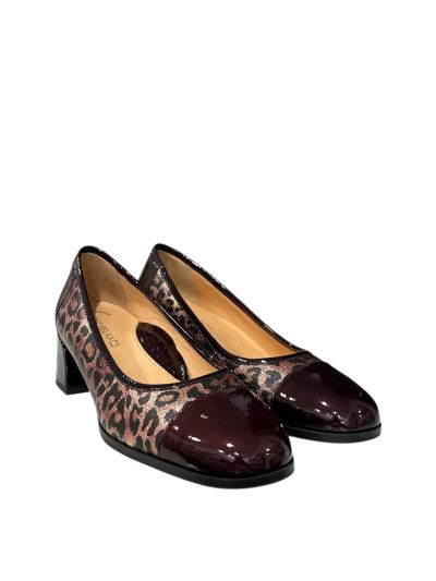 Burgundy shoes with leopard heel - elegance and style!RELAX ANATOMIC (SKU)40038