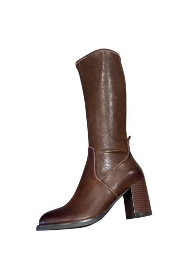 Brown leather boots - elegance and comfort for every day! REGARDE LE CIEL(SKU)MATILDE04.