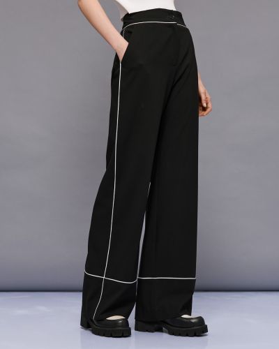 Women's black pants with contrasting details ACCESS FASHION (SKU) 5000