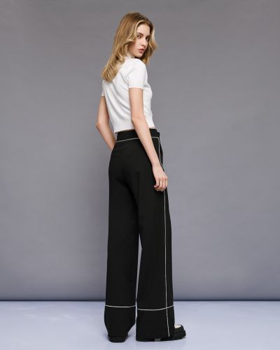 Women's black pants with contrasting details ACCESS FASHION (SKU) 5000