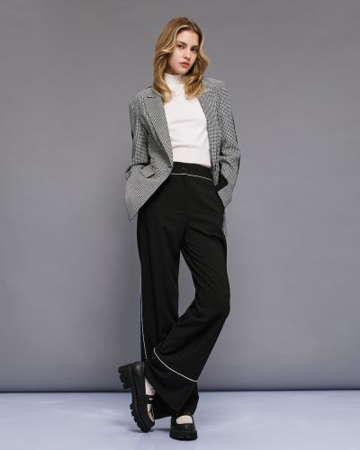 Women's black pants with contrasting details ACCESS FASHION (SKU) 5000