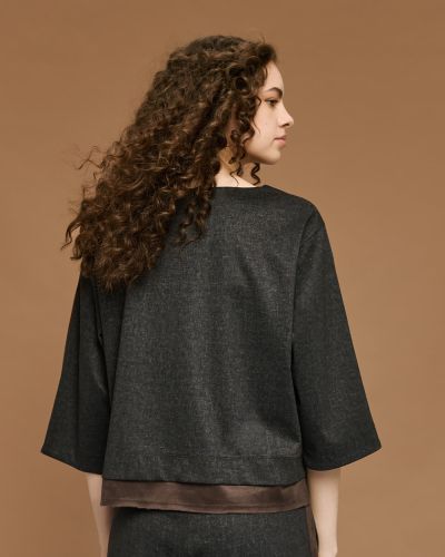 Women's blouse with wide sleeves and suede trims - style and comfort ACCESS FASHION (SKU) 2031