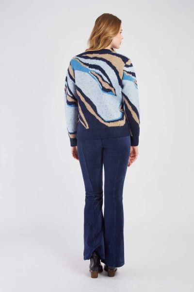 Women's jacquard sweater with abstract print DERHY (SKU) A540022