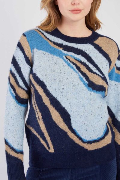Women's jacquard sweater with abstract print DERHY (SKU) A540022