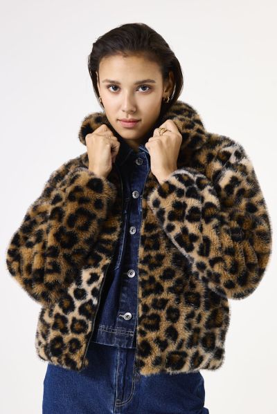 Jacket with animal print and fur - style and warmth GARCIA (SKU) GJ500911