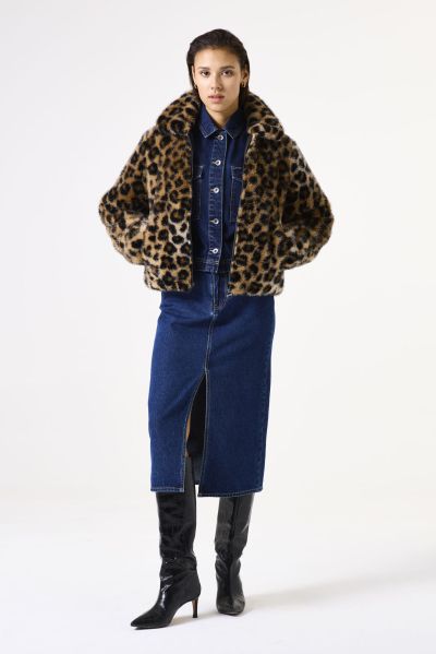 Jacket with animal print and fur - style and warmth GARCIA (SKU) GJ500911