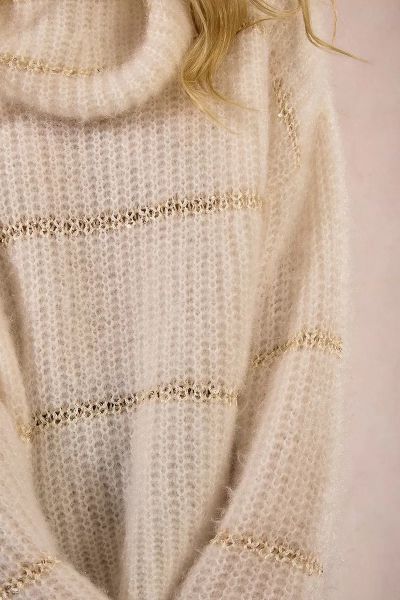 Striped polo sweater with shiny sequins - elegant comfort MOLLY BRACKEN (SKU) LA1809DH