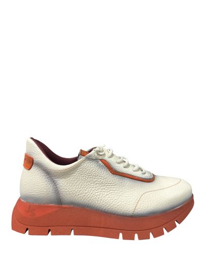 White women's sneakers with orange - Casual and stylish!JOSE SAENZ (SKU)2261