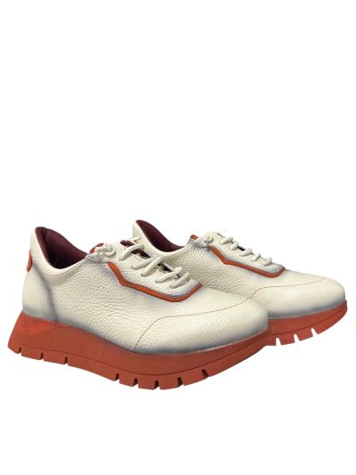 White women's sneakers with orange - Casual and stylish!JOSE SAENZ (SKU)2261